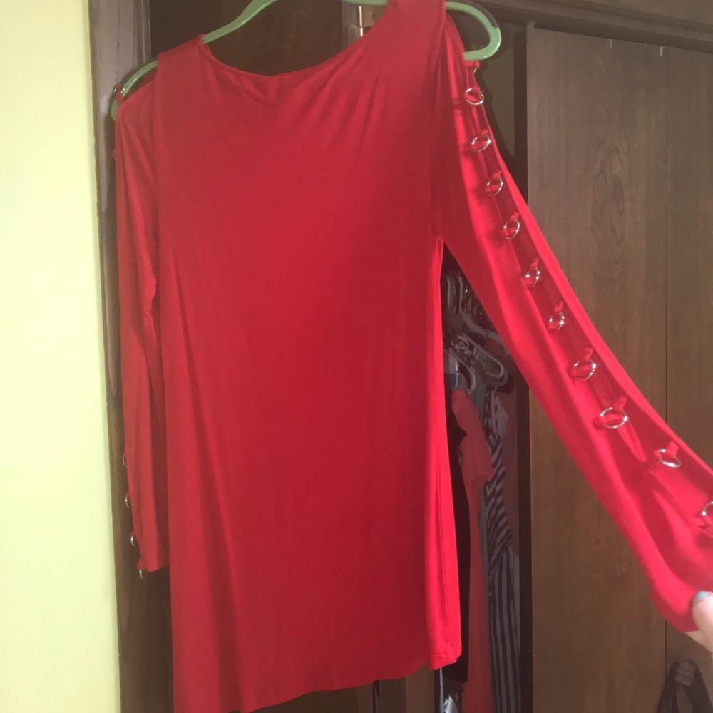 Formal long sleeve red shirt